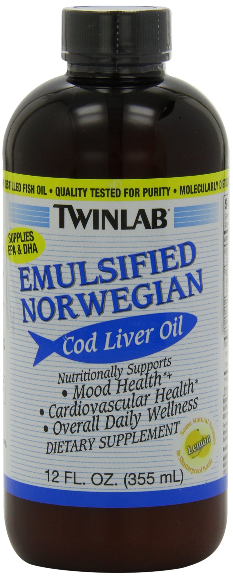 Twinlab Emulsified Norwegian Cod Liver Oil, Lemon, 12 Ounce (Pack Of 2) on Galleon Philippines