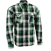 Milwaukee Leather MNG11636 Men's Flannel Plaid Shirt Green and White Long Sleeve Cotton Button Down Shirt