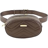 FashionPuzzle Quilted Small Versatile Purse Fanny Pack Waist Bag Crossbody (Dark Silver)