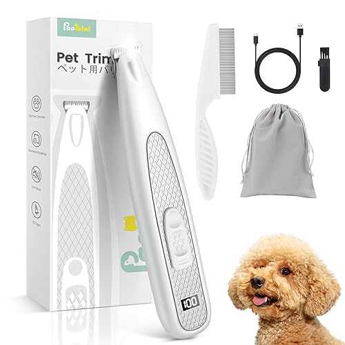 PAPMINI Dog Paw Trimmer with LED Light, Ultra-Low Noise Paw Trimmer for Dogs, Cordless Dog Clippers for Grooming with LED Display, Type-C Rechargeable Pet Clippers for Pads, Ears, Eyes, Face, Rump