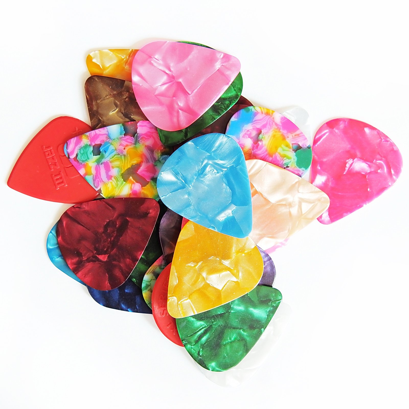 Wingostore Celluloid Guitar Picks 30 Pack(0.46/0.71/0.96mm) Includes Thin, Medium, Heavy & Extra 2pcs Jazz Picks