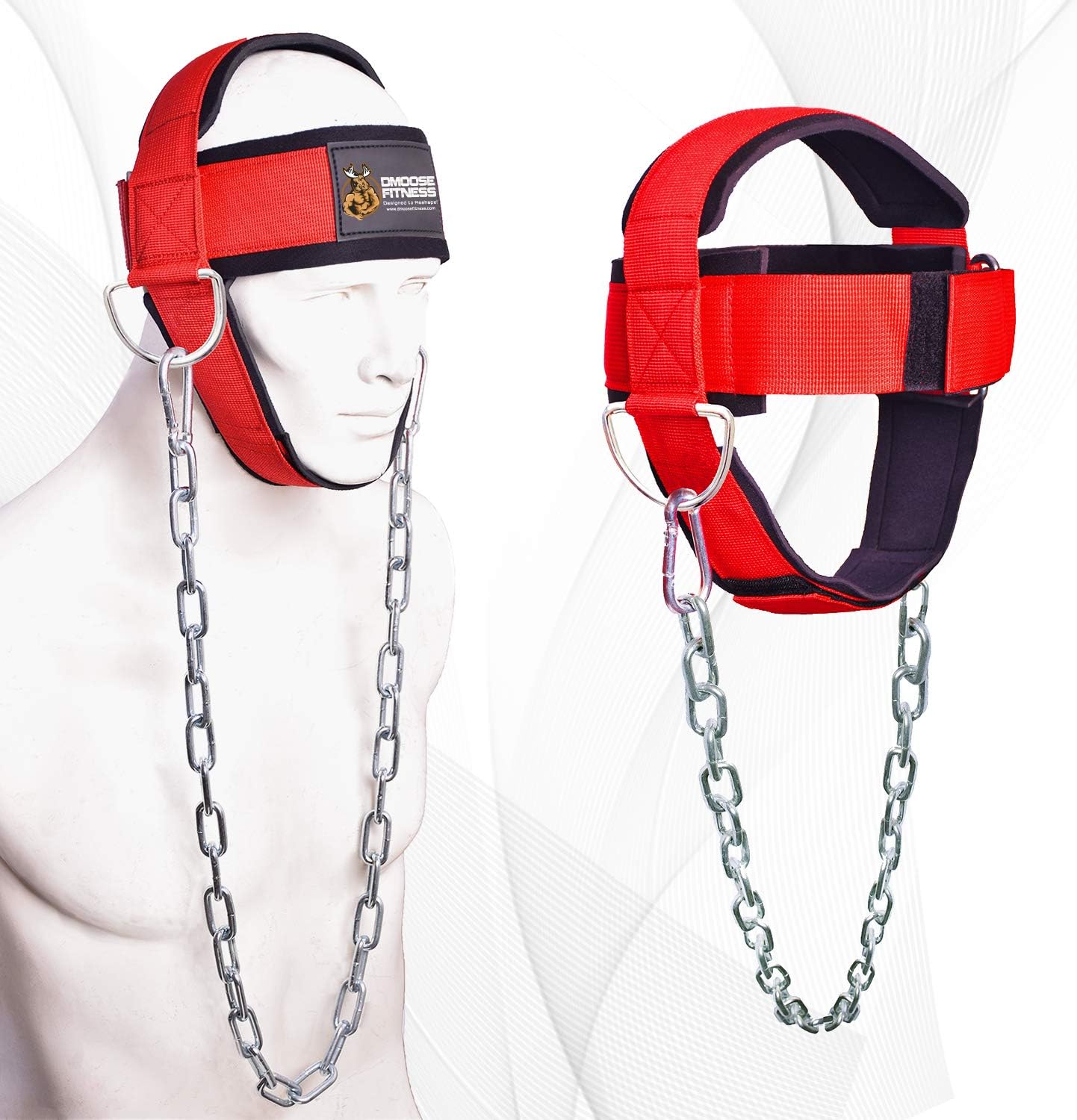 DMoose Fitness Neck Harness for Weight Lifting, Resistance Training, or Injury Recovery with Long Steel Chain, Improve Muscle Strength : Sports & Outdoors