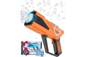 BOERFMO Bubble Gun - Bubble Machine for Kids - Bubble Blaster with 8 Wands & LED Light - Bubble Blower Include Bubble Solution & Batteries - Bubble Maker Gifts for Boys and Girls