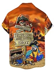 Mens Funny Parrot Hawaiian Shirts Short Sleeve