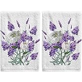 ALAZA Purple Hand Towels for Bathroom Hand Towel Purple Decorative Cotton Hand Towels Set of 2 Lavender Luxury Bath Towels Highly Absorbent Face Towel 16" X 30"