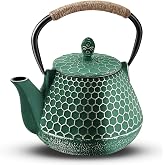 Dachenus 1000ml Japanese Cast Iron Teapot | Teapot with Stainless Steel Infuser, Loose-leaf Tea and Floral Tea , Stovetop Safe, Honeycomb Pattern, Enamel Interior