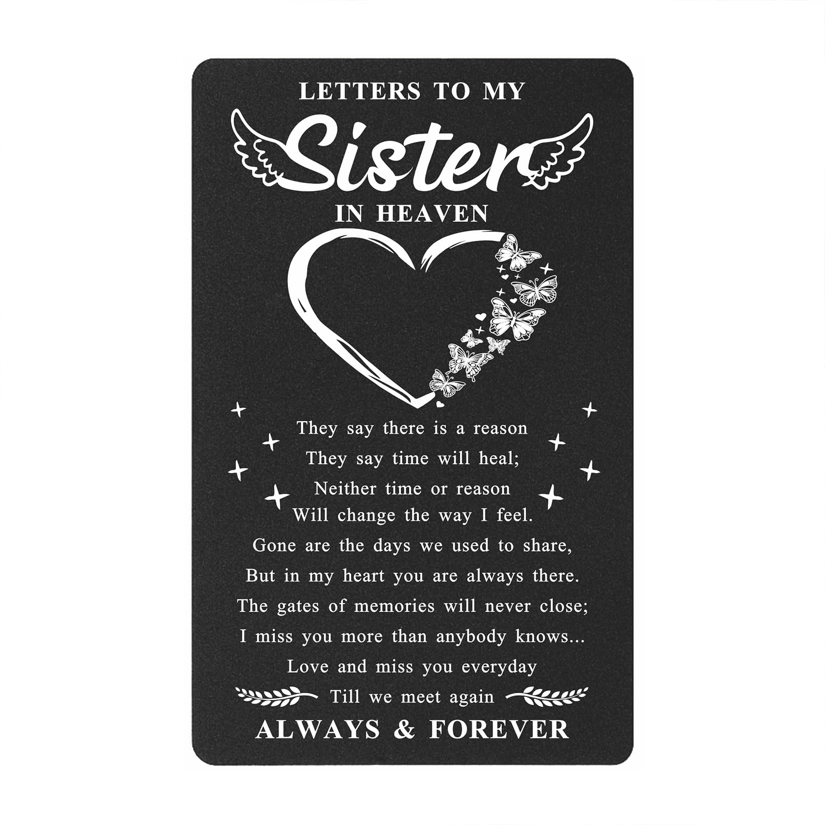 Loss of Sister Sympathy Card- Letters to My Sister from Heaven Gifts- Sister Memorial Remembrance Bereavement