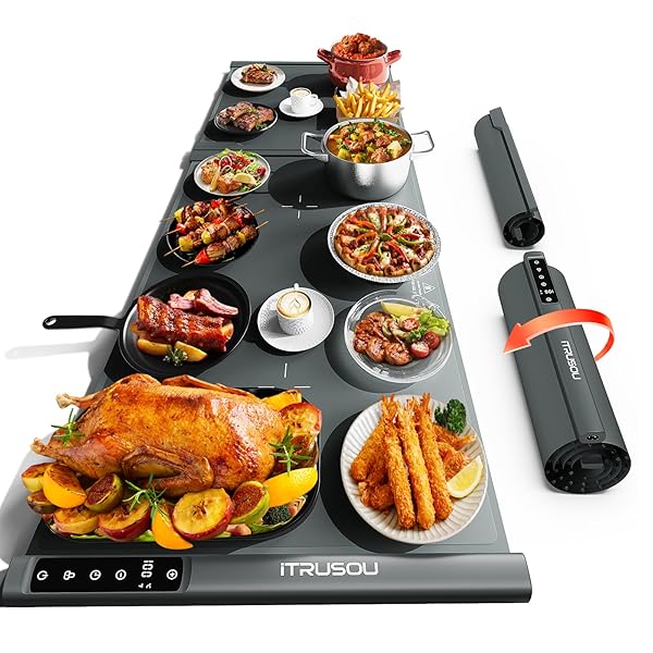 EXPANDABLE WARMING MAT FOR FOOD – ITRUSOU 42″X16″ EXTRA LARGE ELECTRIC WARMING TRAY WITH 7 TEMP SETTINGS, SWITCHABLE ℃/℉, 99H TIMER, CHILD LOCK – 2 PANELS CUSTOM SIZES FOR ENERGY EFFICIENCY