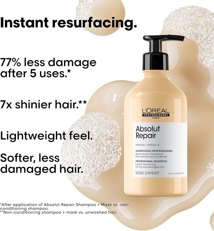 L’oréal professionnel, shampoo de tratamento reconstrutor para cabelos secos e danificados, absolut repair, expert series