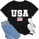 American Flag Shirts for Women 4th of July Tops USA Print T Shirt Casual Short Sleeve American Proud T-Shirt Tops