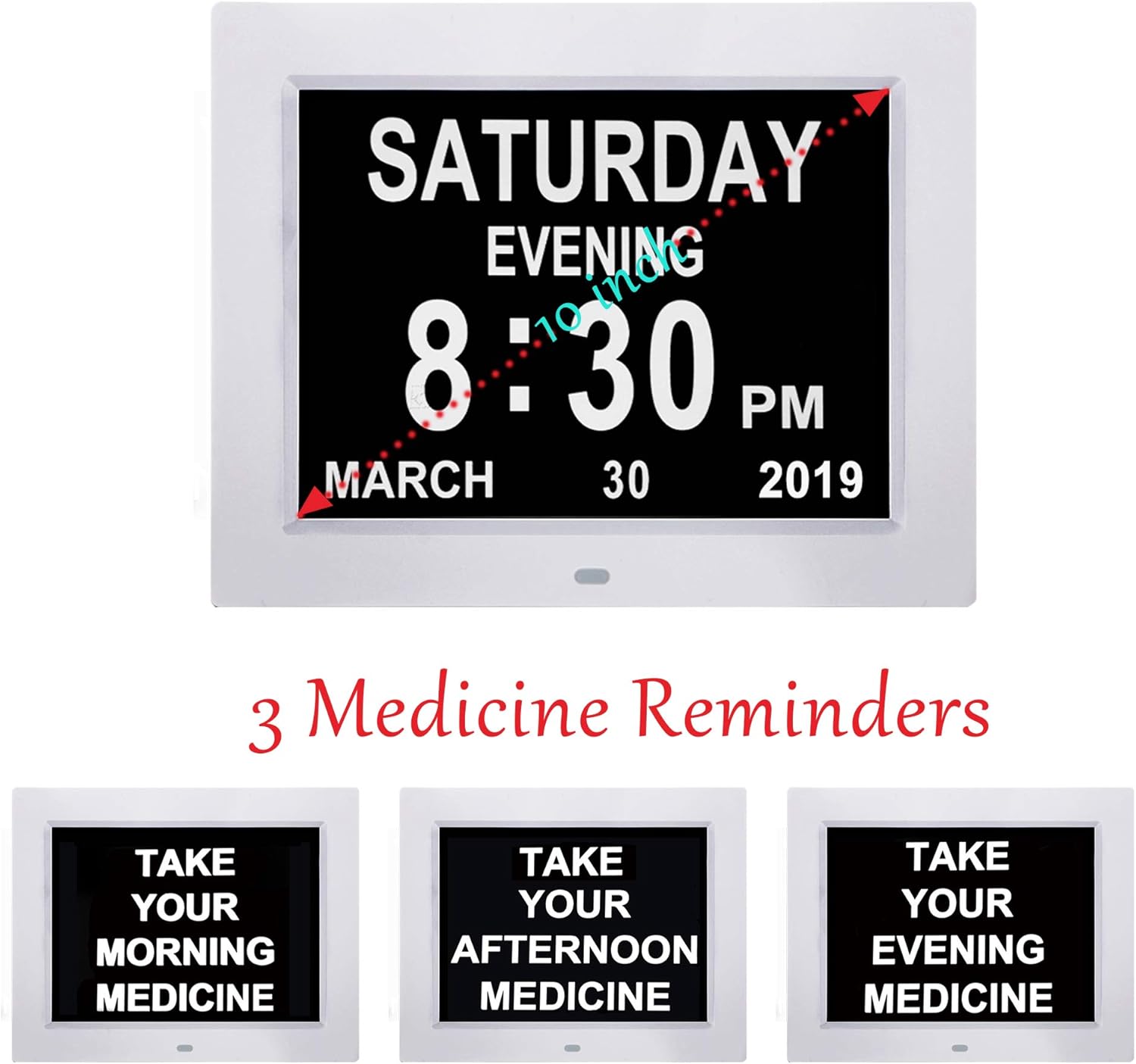 [Remote Control] 10 Inch Digital Calendar Day Clock NonAbbreviated Day