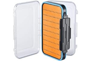 Gonex Fly Boxes for Fly Fishing Jig Boxes Two-Sided Waterproof Lightweight Fly Fishing Box Easy Grip Transparent Lid Fly Fish