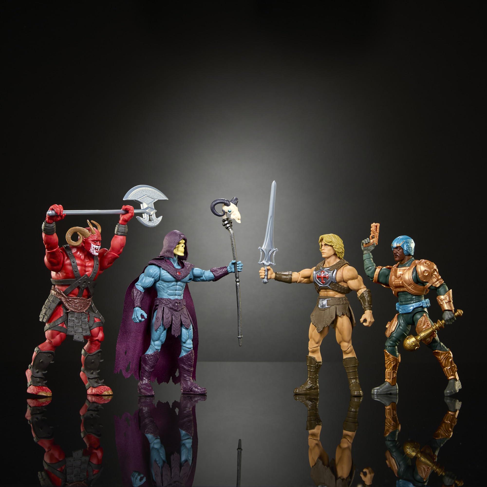 Masters of the Universe Actionfigur-Spielzeug Viererpack, ca. 14 cm, detailgetreu zum Film von 2026 mit 1 exklusivem Inhalt, 14 Bewegungspunkte, Galitzine Elba Björnsson, JKJ33 3