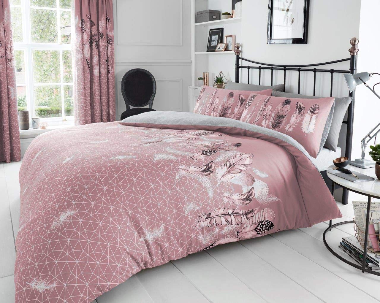 GC GAVENO CAVAILIA Printed Duvet Cover Sets, Reversible Bedding Bed Set, Polycotton Quilt Covers, Ava-Pink, King