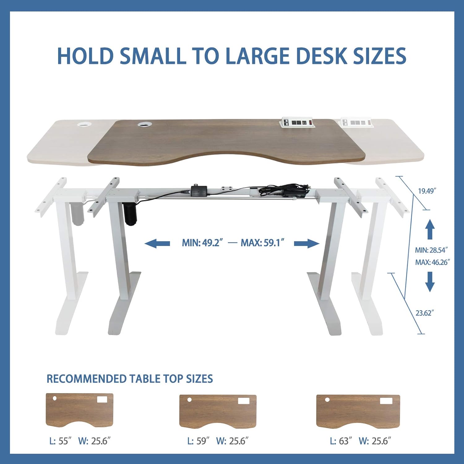 Electric Standing Desk Frame with Power Hub - MAGARI DIY Electric Computer Home Office Desk with Power Station & Cable Management, 4 Memory Presets, Sit to Stand PC Rolling Workstations（White Frame）: Kitchen & Dining