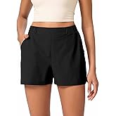 ODODOS Stretch Woven Relaxed Shorts for Women Elastic High Waist Summer Lightweight Casual Shorts with Pockets