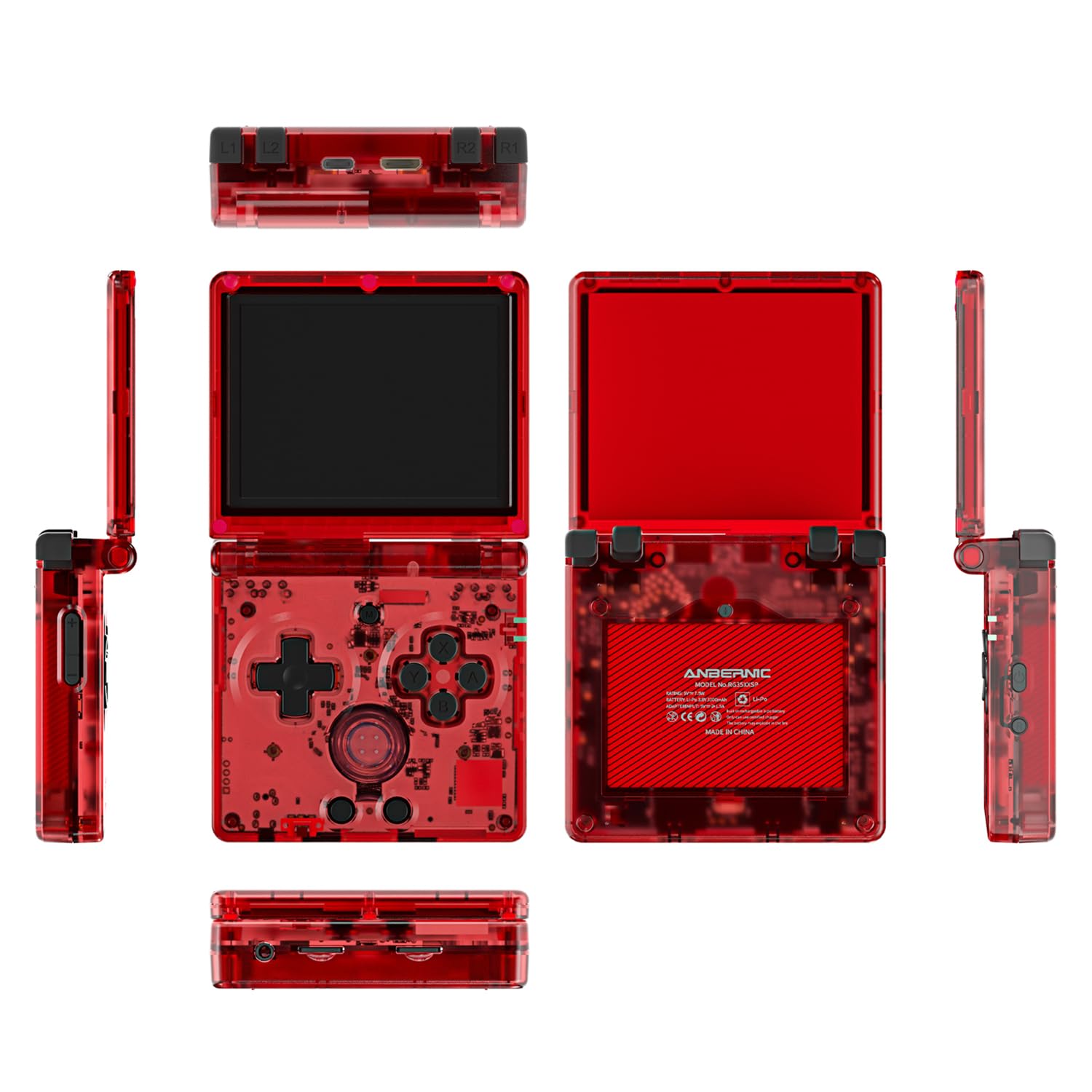 Photo 1 of RG35XXSP Flip Retro Handheld Game Console ,3.5 Inch IPS Screen Linux System Built-in 64G TF Card 5532 Games Support 5G WiFi Bluetooth TV Output(Red-New)