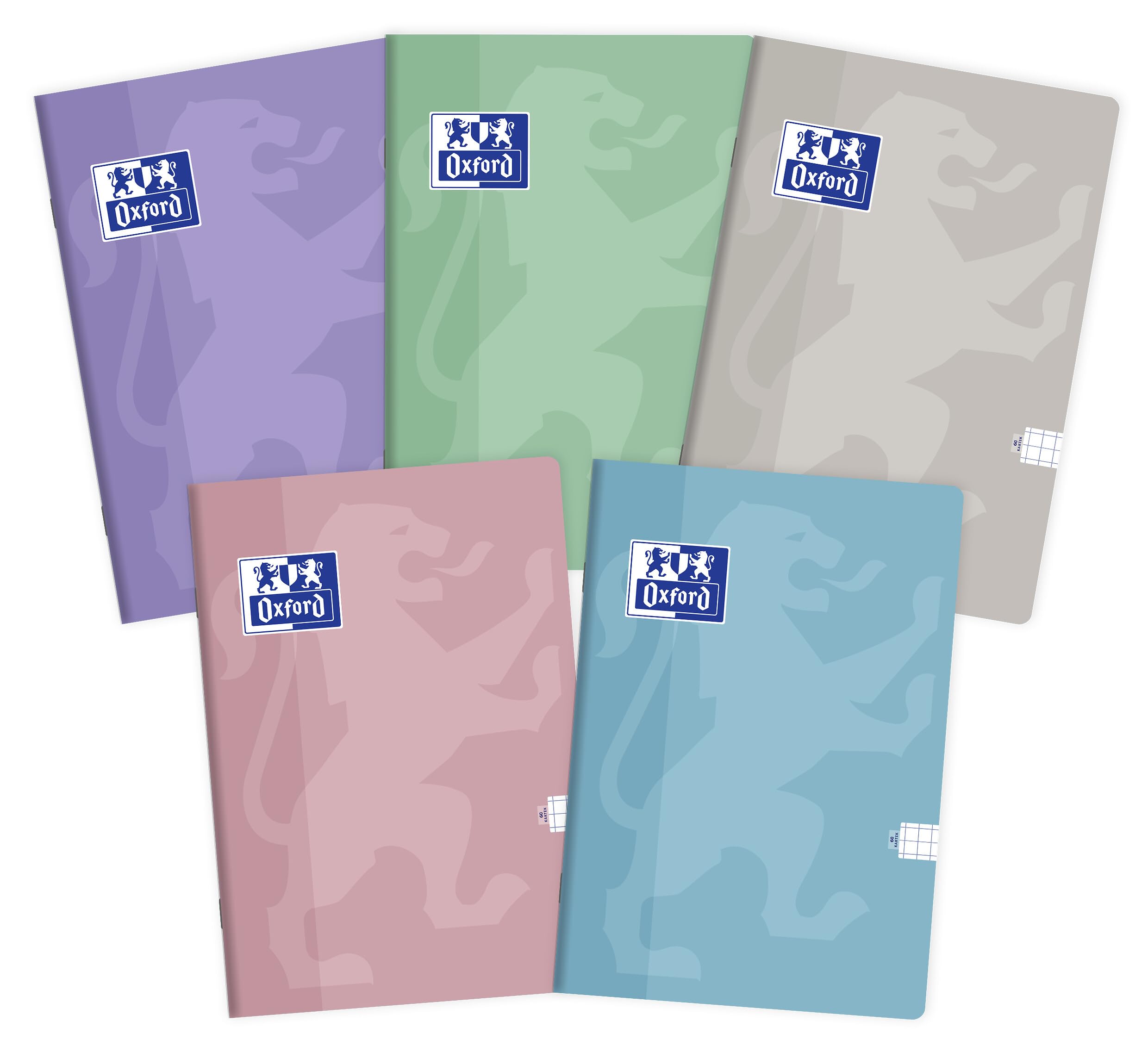 Oxford Touch Pastel A5 60 Sheets Squared Notebook (Pack of 5)