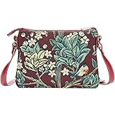 Signare Tapestry Crossbody Bag Shoulder Purse for Women In William Morris Tree of Life in Red (XB02-ART-WM-TLRD)