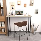 KU Syang 100cm Industrial Bar Table Walnut Brown Adjustable Height Steel Frame view 2