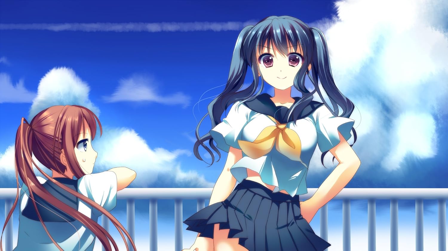 Posterhub Anime Girl Long Hair Twintails Ponytail Skirt School