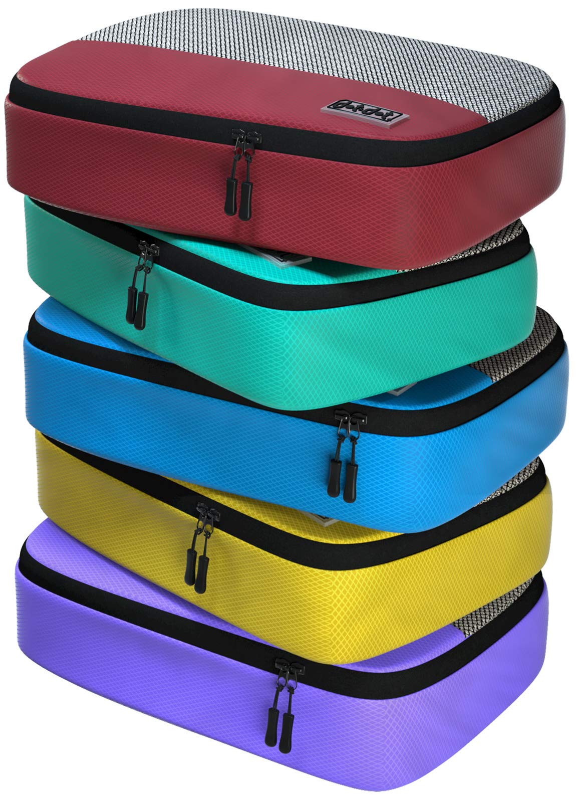 Travel Packing Cubes (Medium 5pc - Red/Yellow/Green/Blue/Purple) — image 1