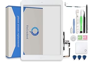 Fixcracked for Touch Screen Replacement Parts Digitizer Glass Assembly Ipad Air 1st + WiFi Antenna Cable and Professional Tool Kit (White)