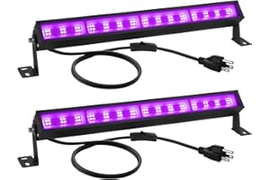 UWINER 38W LED Black Light Bar, Blacklight Bars with Plug and Switch, Black Light for Glow Party, Halloween, Bedroom, Fluorescent Poster, 5.25ft Cord, 2 Packs