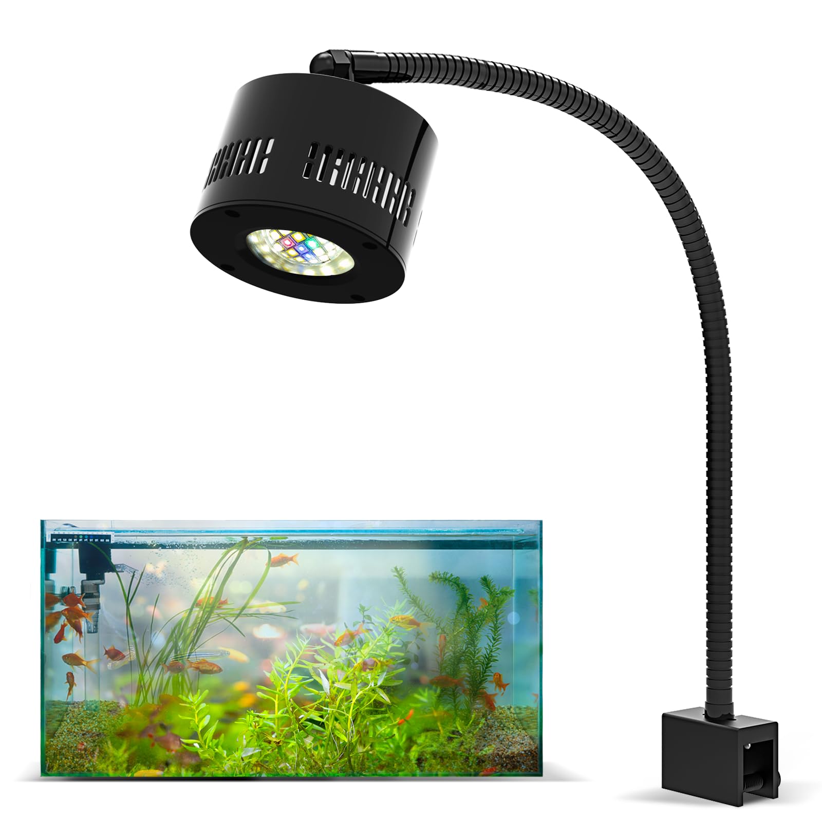 Lominie LED Aquarium Light with Dimmer Control 0-100% Brightness, 70W Planted Fish Tank Light, Clamp Clip Lamp for 60cm Freshwater Refugium Algae Fish Tank