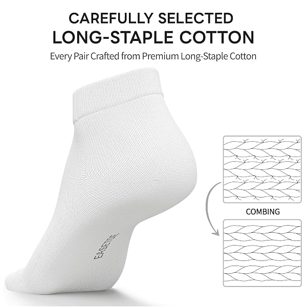 EASETOE 8 PAIRS MEN’S ANKLE SOCKS – 80% LONG-STAPLE COTTON LOW CUT FOR RUNNING, SPORTS & SNEAKERS – BREATHABLE, MOISTURE WICKING, REINFORCED TOE & NON-SLIP Y-HEEL