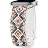 Compatible with Apple Watch Band 41mm 40mm 38mm 49mm 45mm 44mm 42mm Women Girl, Aztec Print Lace Hollow-out Soft Silicone Sport Bands For iWatch Ultra SE Series 10 9 8 7 6 5 4 3 2, Aztec-38