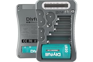 Dlyfull Universal Battery Tester with LCD Display, Multi Purpose Small Battery Checker for AA AAA C D 9V CR2032 CR123A CR2 CR
