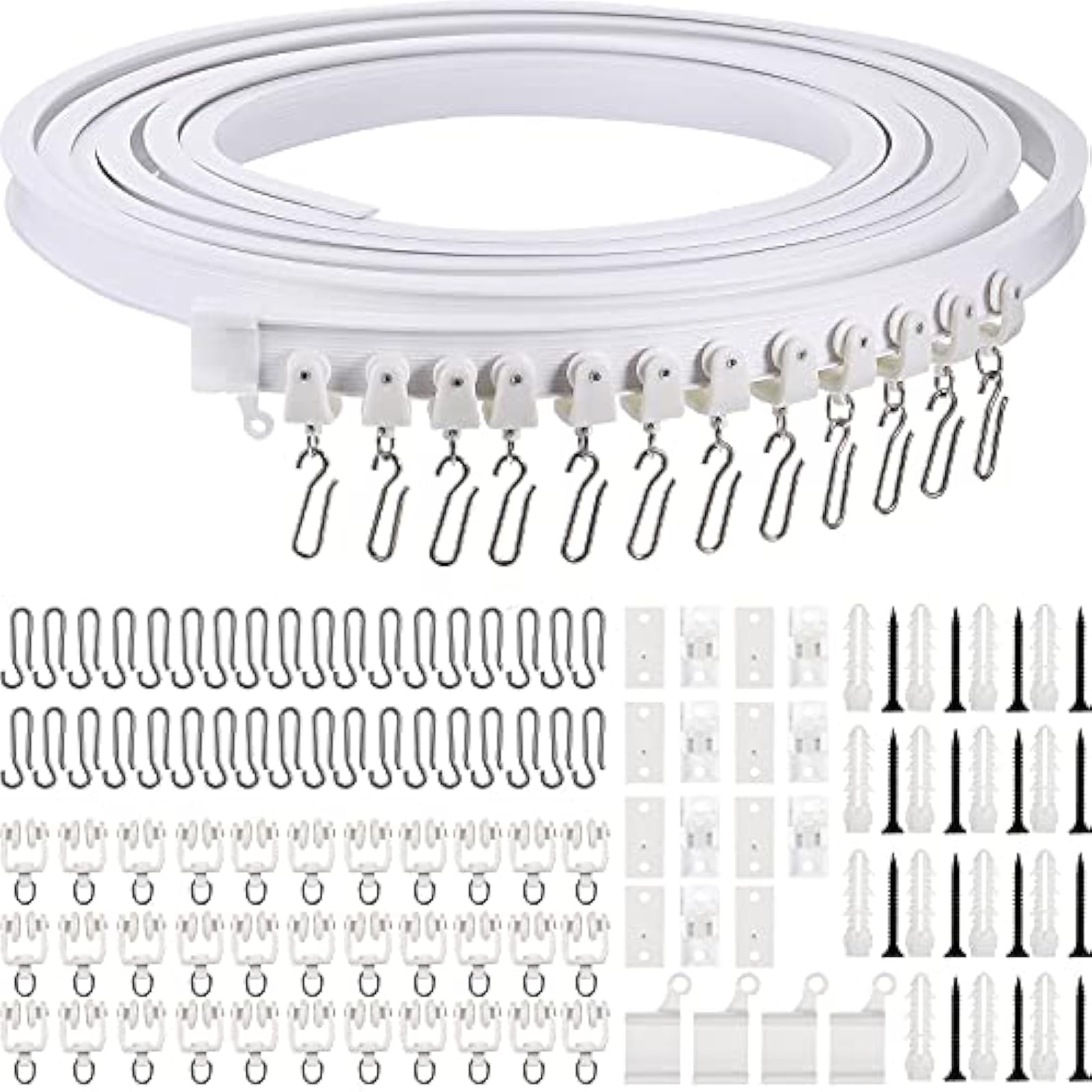 Jetec Flexible Bendable Ceiling Curtain Track, 9.8ft/16.4ft(5m), Ceiling Mount for Curtain Rail with Track, Room Divider(5 m,White)