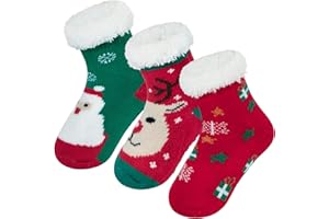 Century Star Toddler Girls Boys Christmas Socks with Grips Cotton kids Slipper Socks Baby Winter Non Slip Fuzzy Sock