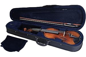 GKW MUSIC GKW 4/4 Students Beginner Violin Kit – Matte Finish Solid Wood Violin Set with Ebony Fingerboard, Carbon Fiber Tailpiece, Triangle Case, Bow, and Rosin for Students and Professionals