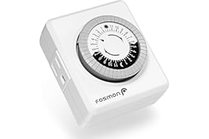 Fosmon Timer Plug Outlet [ETL Listed], Indoor 24 Hour Mechanical Outlet Timer, Programmable Light Timer with 2-Outlet for Lam