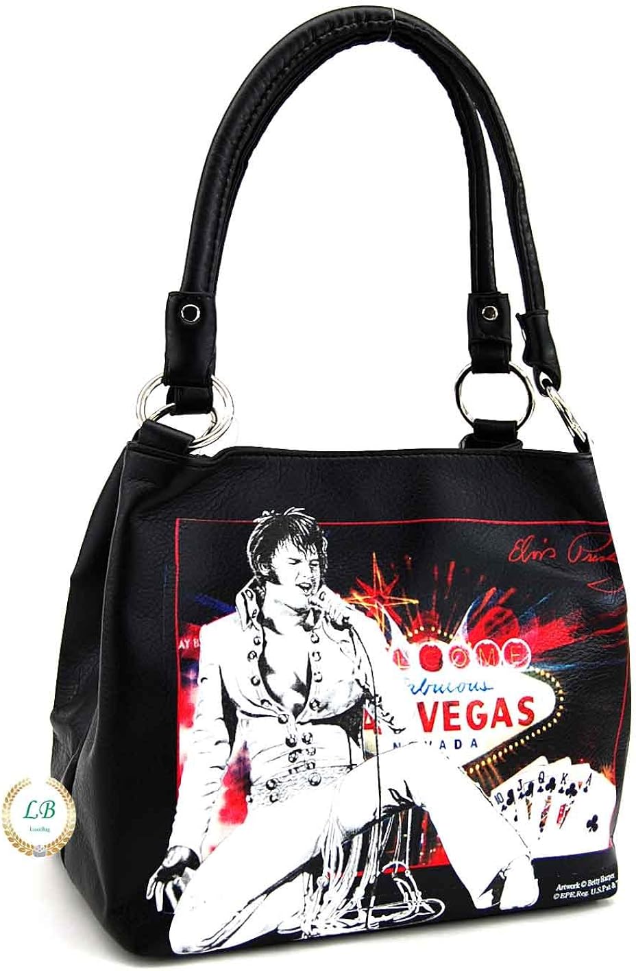 Elvis Presley EL3813 Medium Purse, Las Vegas Black Bag Handbags