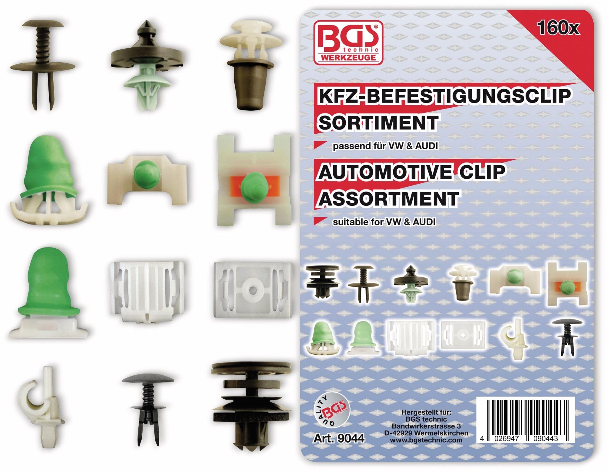 BGS 9044 | Automotive Clip Assortment for Audi, VW | 160 pcs.