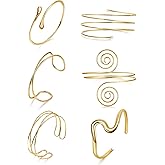 SOMEITIA 6Pcs Arm Cuff Gold Upper Arm Cuff Bracelet for Women Adjustable Open Cuff Bangle Minimalist Coil Swirl Armlet Armband Jewelry Set