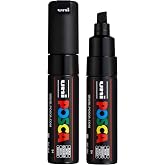 posca uni PC-8K Water-Based Paint Markers, Broad Tip (8mm), Black, 2 Count