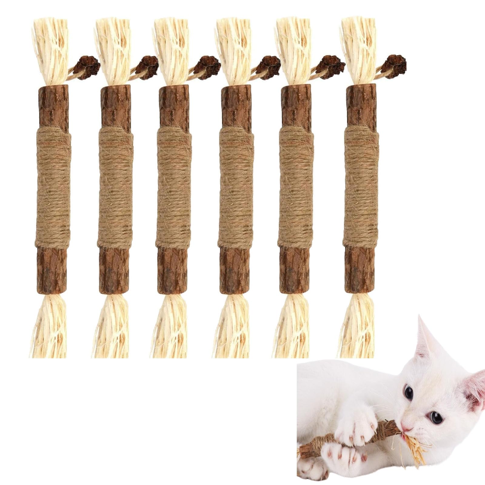LMOGWL 6-Pack Catnip Sticks, Chewable or Teething Wooden Sticks, Promotes Oral Health, Aids Teeth Cleaning and Growth, Friction, Play, Biting, Can Serve as Toys