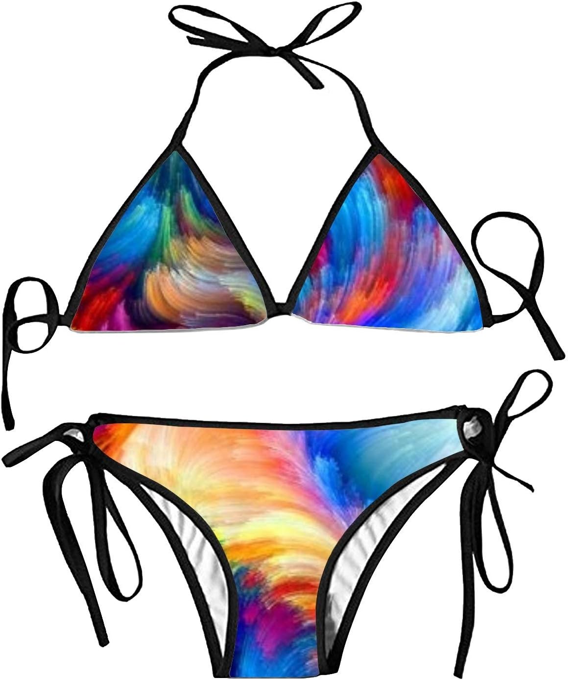 Women's Bathing Swimsuits Adjustable Strap Pink Eiffel Tower Bikini Set Two Pieces Swimwear