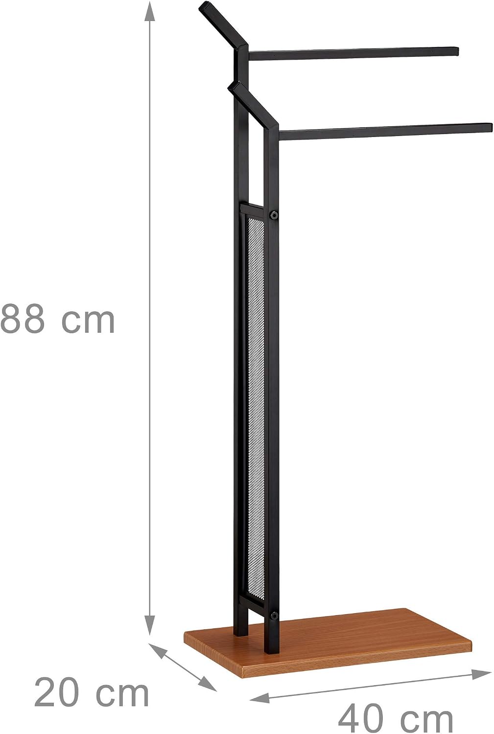 Relaxdays Rack, 2 Rails, Freestanding Towel Holder, No Drilling, HWD 88 x 40 x 20 cm, Black, Iron - Image 4