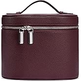 idoltimes Cosmetic Case, Leather Makeup Bag, Portable Handheld Makeup Case, Detachable Compartments