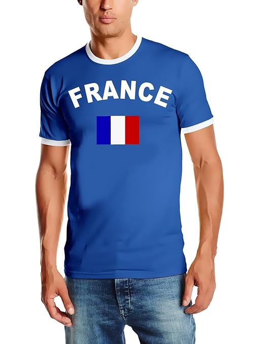 WM 2018 FRANKREICH T-SHIRT mit Deinem NAMEN + NUMMER ! Fußball Trikot Ringer FRANKREICH BLAU S M L XL XXL