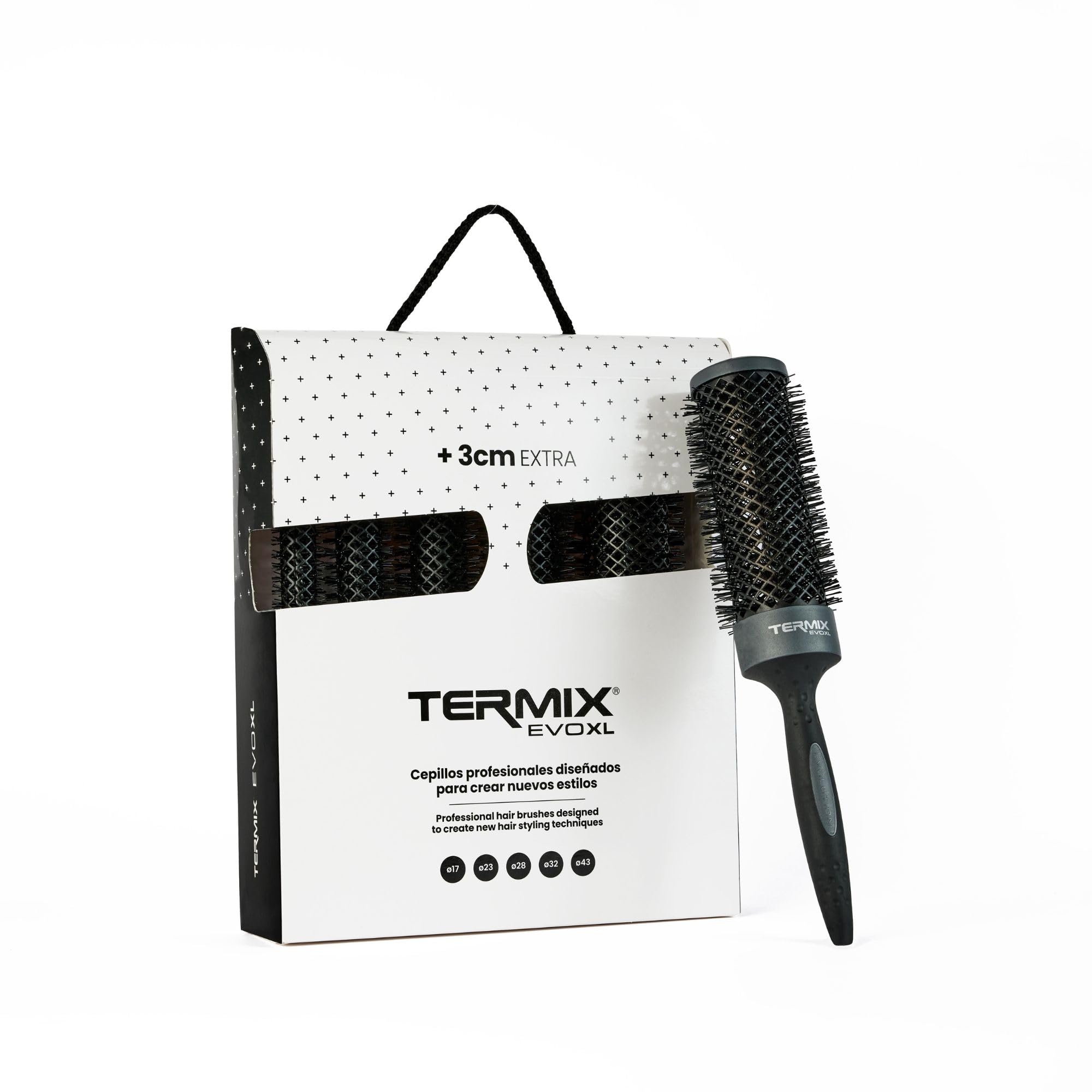Termix Evolution XL Round Thermal Hairbrush with 3 cm Longer Ceramic Tube for Long Hair Reduces drying time thanks to its ionised fibres and non-stick tube Pack of 5 Brushes