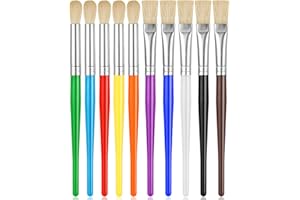 YGAOHF Kids Paint Brushes Bulk, Paint Brushes for Kids, 10 Pcs Round and Flat Paint Brush Set, Easy Hold and Clean Toddler & Preschool Paint Brushes for Acrylic Oil Watercolor Washable Paint