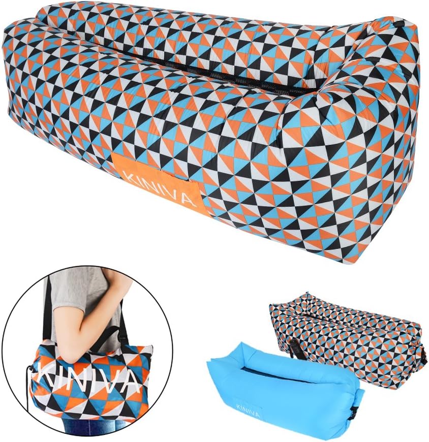 KINIVA Inflatable Lounger Sofa, Air Sofa Bed Lounger Hammock, Blow Up Waterproof Pool Couch Lounge, Air Filled Beach Portable Camping Sleeper Bag Loungers