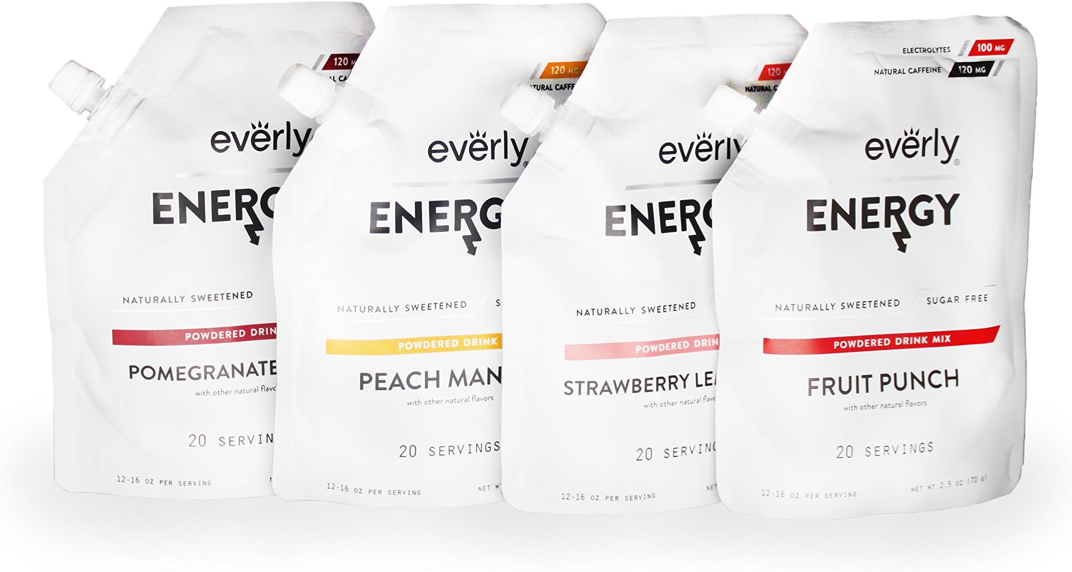 Everly Energy - Natural Energy Drink Mix Powder, Sugar Free, Natural Sweeteners, Organic Caffeine, Keto Diet, Water Flavoring & Enhancer - Pouch, 20 Servings (Variety Pack)