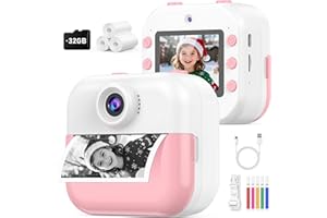 DITUPAN Instant Print Front Rear Dual Selfie Kids Camera for Kids Christmas Birthday Gifts for Girls Age 3-12 Portable Toys for 3 4 5 6 7 8 9 10 Year Old Girl with 32GB SD Card Digital Camera